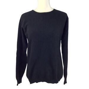 Valerie Stevens Black Cashmere Pullover Sweater Top Women M Crew Round Neck